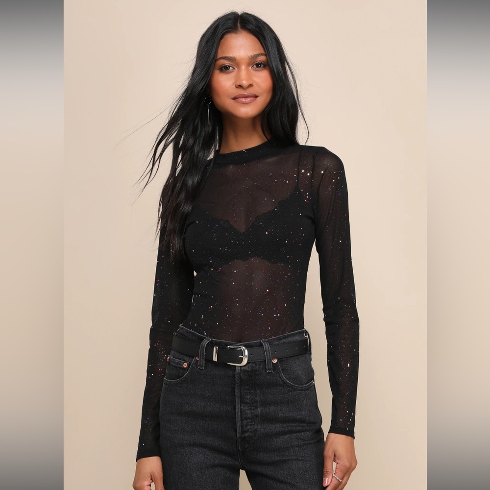 lulus mesh multi embellished bodysuit